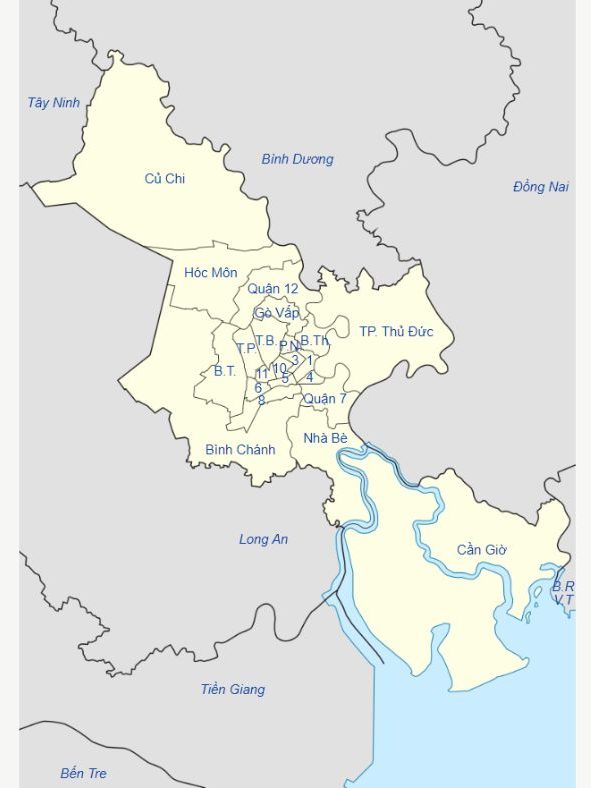 Bản đồ hành chính Thành phố Hồ Chí Minh