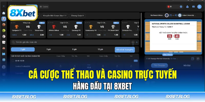 Cá cược thể thao 8XBET: bóng đá, bóng rổ, tennis, eSports